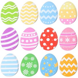 FOBSME 144 Pieces Mini Easter Egg Cutouts Small Paper Egg Cut Outs 2.24x2.99 Inch Glitter Eggs Bulletin Board Decorations for DIY Crafts Spring Easter Hunt Game Party Wall Decors,12 Styles