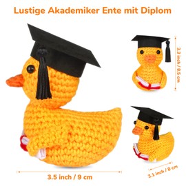 WenmthG Lucky Charm for Exams, Academic Duck with Diploma and Graduation Hat, Pocket Hug, Happy Duck Positive Gift, Pack of 1