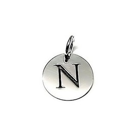 Silver pendant 12 mm smooth 925 m act. Disco Laser Open Letter N Unisex Asa