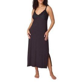 Bali Women's Gown, Breathe Nightgown with Adjustable Straps, Sleepwear with Built-in Shelf Bra, Lace, Black, XX-Large