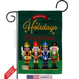 Breeze Decor Nutcracker Holiday Garden Flag Wintertime Christmas Santa Marry Xmas Present Reindeer Season Snow Small Decorative Gift Yard House Banner Double-Sided Made in USA 13 X 18.5