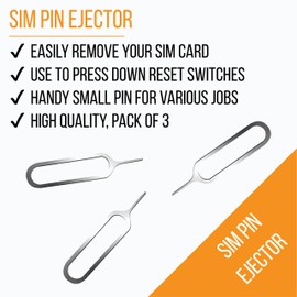 TYGA Sim Card Tray Removal Tool (Pack of 3) Sim Card Pin Tool Compatible with all Smartphone Devices, Mobile Phones, Tablets, Laptops and Reset Switches