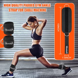Ankle Straps for Cable Machine Attachments - Gym Ankle Cuff for Kickbacks, Booty Workouts - Ideal for Leg Extensions, Glute Exercises, and Full-Body Workouts - Suitable for Men & Women (Pair, Black)
