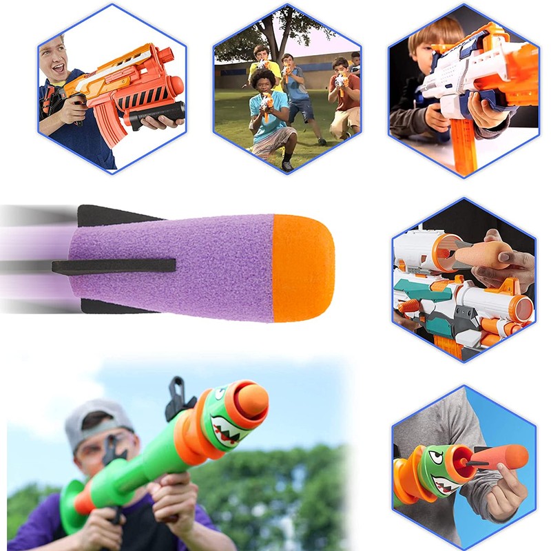 EKIND 10-Pack Mega Missile Refill for Toy Rocket Launcher, Foam
