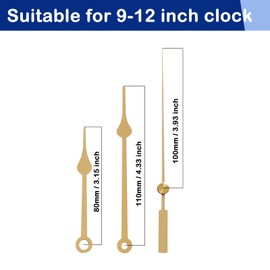 DEEWISH 12888 DIY Quartz Wall Clock Movement Set, Silent Mechanism Replacement Parts, Total Shaft Length 12.4 mm (31/64 Inch) (B-Golden Hands)
