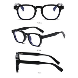 FEISEDY B1272 Blue Light Cut Glasses, Thick Cell Frame, Date Glasses, Square, Non-Degree, PC Glasses, Retro, Stylish, Ladies, Black