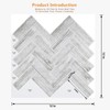 Wallercity Gray Herringbone Marble Peel and Stick Backsplash 10-Sheets Marble