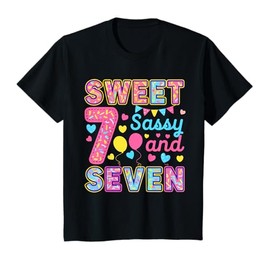 Kids Kids Sweet Sassy And Seven Birthday Girl Donut T-Shirt