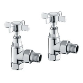 Rule Valve for Bathroom Radiators Chrome Cross Head Angle Valve Pack of 2