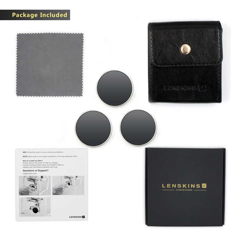 LENSKINS 3 Pack ND4/ND8/ND16 Filter Kits for DJI Phantom 4