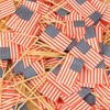 BambooMN 4.7" American Flag Cocktail Appetizers Bamboo Toothpick Picks Stirrer