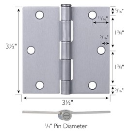 Design House 6-Pack Brushed Chrome Interior Door Hinges – 3.5-inch x 3.5-inch – Square Corner Radius Steel Door Hinge – Fits Standard Doors – Design House 185926