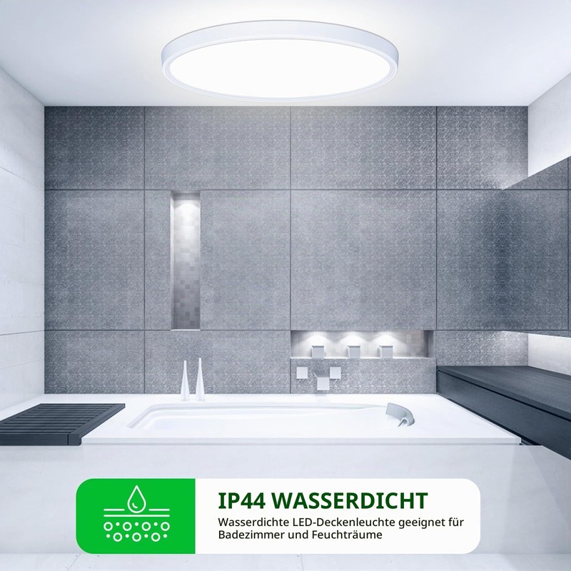 LED Ceiling Light, Flat Round 18 W 6500 K 1600