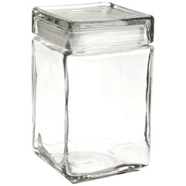 Oneida 85588R Stackable Square Glass Jar w/Glass Lid, 1.5 qt, Clear (Case of 4)