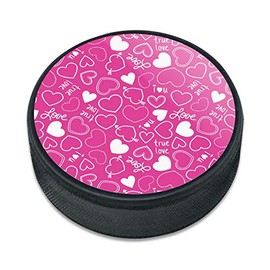 GRAPHICS & MORE Cute Hearts Love Pattern on Pink Ice Hockey Puck