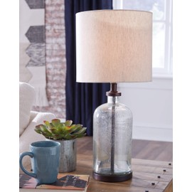 Signature Design by Ashley Bandile Modern Farmhouse 22.5" Seeded Glass Table Lamp, Bronze