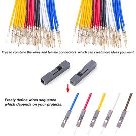 Kidisoii Dupont 2.54mm Wire Male to Male Dupont Connector & 22AWG Pre-Crimped Cable, Single Row 1/2/3/4/5/6/7/8/9/10P JST Connector with Length of 10/30/50/100cm Dupont Wire (10Pcs MM 1P-50CM)