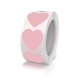 Heart Stickers Pink 1 Inch Valentine's Day Love Shape Labels Roll Waterproof Removable for Craft Envelopes Boxes Gift Tags Bags Wedding 500 PCS