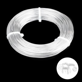 15 Gauge Aluminum Wire, 164FT Anodized Aluminum Wire for Sculpting, Beading Making Bendable Metal Wire for Jewelry Making Crafts Wreath Making Beading Floral(1.5mm,Silver)