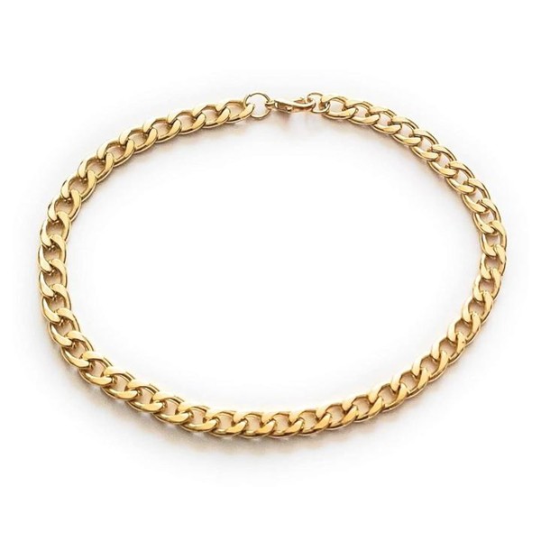 10 Inch Plated Gold Stainless Steel Anklet 9x6mm Cuban Style