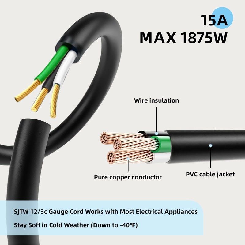 EP 10 Ft Heavy Duty Outdoor Extension Cord, 12/3 SJTW