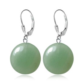 HAIXIAN Gemstone Natural Dongling Jade stone Round Cookies Earrings for Women (A3_Dongling Jade)