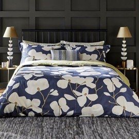 100% Cotton Print Quilt Cover Set - Ultra Soft, Comfy, Reversible Duvet Cover with Press Studs Closure - Elegant Quilt Cover Set for Bedding (Blue Shades, King)