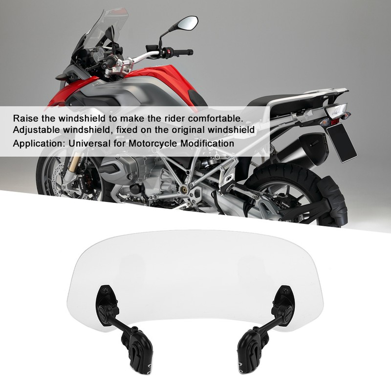 Motorcycle Windshield Extension Heighten Windscreen Adjustable Wind Rain Air Deflector