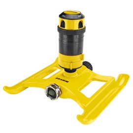 Dramm ColorStorm Gear Drive Sprinkler on Heavy Duty,Durable Metal Base, 4 Patterns, Ideal for Small, Medium & Large Areas with Pass Through Feature, Yellow, 40 Foot Diameter