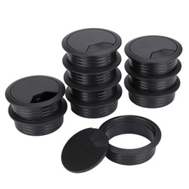 Table Cable Grommet Black Plastic Circular PC Desk Cable for Office Home Worktop 60 mm 10 Pieces