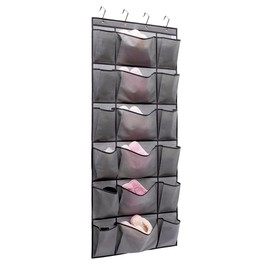 ANIZER Over The Door Hanging Shoe Rack Organizer with 6 Extra Large and 12 Large Fabric Pockets Shoe Holder for Home Storage (GREY)