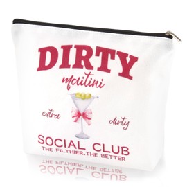 JFEHBFL Dirty Martini Gift Dirty Martini Social Club Makeup Bag for Women Alcohol Lovers Martini Gifts for Bachelor Bachelorette Birthday Party