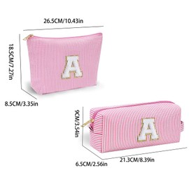 Apxouans Fashion Initial Makeup Bag for Women Cosmetic Bag for Travel Toiletry Bag Gifts for 13 14 15 16 17 18 19 20 21 Years Old Girl Teen Teacher Gifts Trendy Stuff Pink A