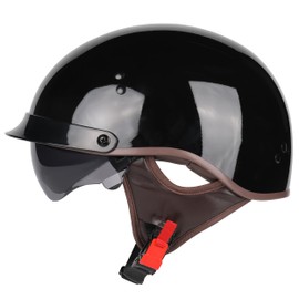 Half Helmet Motorcycle Open Face Sun Visor Quick Release Buckle DOT Approved Cycling Motocross Suits Men Women (Medium)