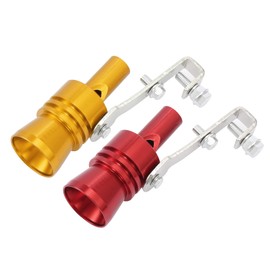 X AUTOHAUX 2pcs Universal Aluminum Turbo Sound Exhaust Muffler Pipe Whistle Car Blow Off Valve Simulator Exhaust Turbo Whistle Tailpipe XL Size Red Yellow