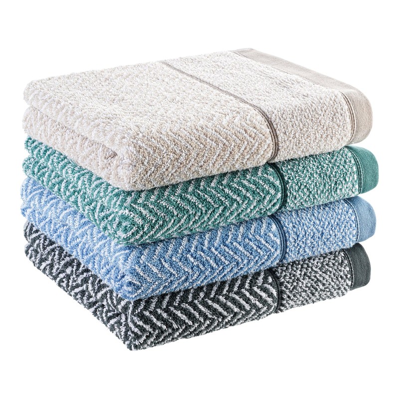 herzbach home Hand Towel 100% Cotton Patterned (Blue/White, Bath Towel