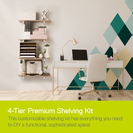 4-Tier Floating Shelves Set, Light Oak - 0.5” x 24” - Premium Wall Shelves for Bedroom, Bathroom, Office, or Kitchen - Clean, Minimalistic Design, Durable Shelf with Bracket for Easy Installation