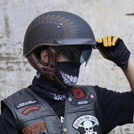 VCOROS Half Helmet Motorcycle DOT Approved Open Face Helmet with Sun Visor and Quick Release Buckle for Adults Men and Women (F07A-Indian,XL)