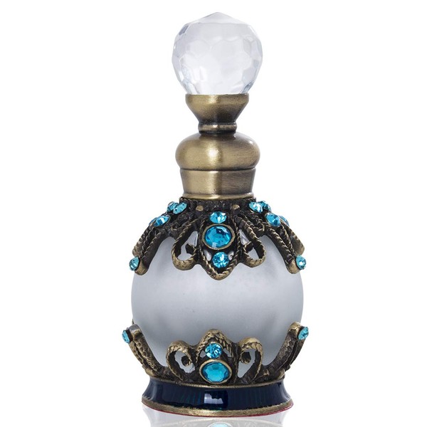 YU FENG Decorative Crystal Perfume Bottle Empty Refillable Rhinestones Jeweled Vintage Glass Perfume Vial Scent Bottles for Ladies Girls(15ml)