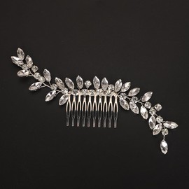 BERYUAN Bridal Full Rhinestone Hair Comb Teardrop Rhinestone Bridal Headpiece Crystal Rhinestone Hair Comb Silver Gold Wedding Hairpiece for Brides Bridesmaid (silver)