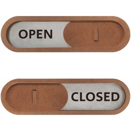 Open Closed Sliding Sign (Brown) - Privacy Slide Door Indicator with Clear Bold Text - Open Closed Sign for Business Storefront Window, Office, Store, Private Studio and Clinics