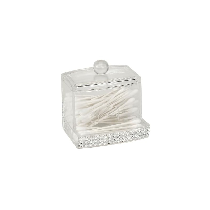 Laura Ashley Q-tip Box in Pave Diamond Design, Super Clear