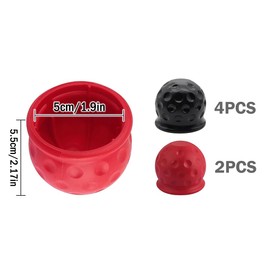 Anlising 6 x Towing Hitch Cover, Towing Hitch Protective Cap, Ball Cover for Towing Hitch Protection, Trailer Hitch Cap, for Trailer, Truck, Motorhome (Black, Red)