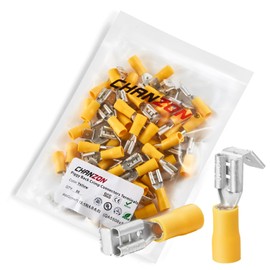 Chanzon 50pcs UL Listed Piggyback Connectors Wire Terminal - Yellow - 12-10AWG Piggy Back Splice Crimp Terminal Quick Disconnect