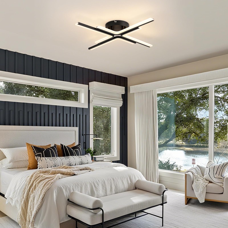 JERANDO Modern LED Ceiling Light Fixture, 21W Sputnik Flush Mount