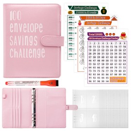Fettwal 100 Envelope Saving Challenge Savings Book for Money Challenge, A5 Money Saving Challengers Money Saving Folder with 3 Memory Cards & Watercolour Pen, Savings Book for Household Money Saving