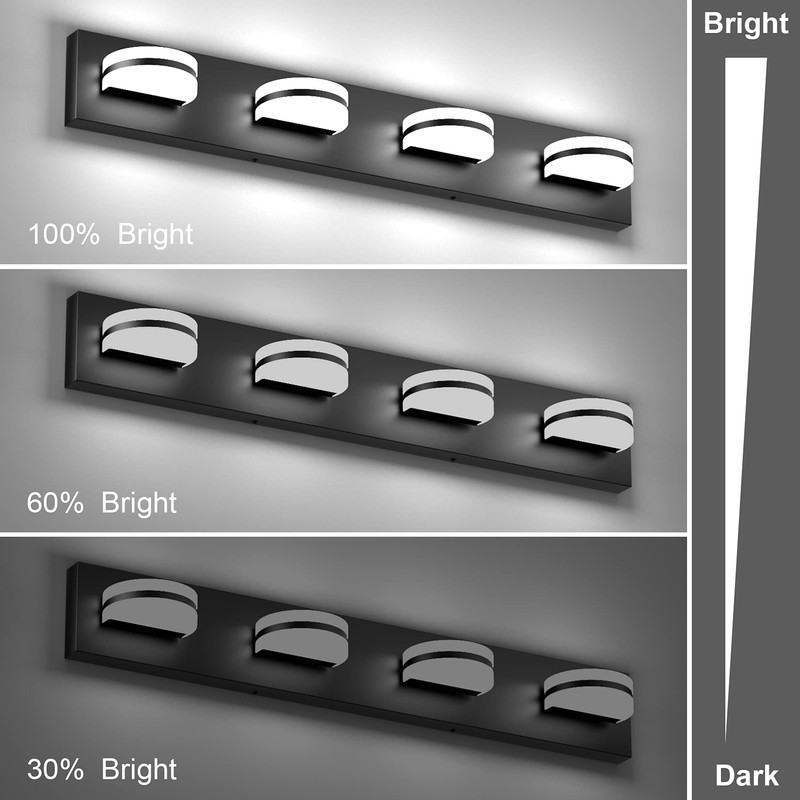 Aipsun 4 Lights Dimmable Modern Black Vanity Light Up and
