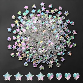 100Pcs Acrylic Beads Heart Star Shape Beads 9mm Heart Charms and 11mm Star Beads for Jewelry Making Bracelets Necklaces Key Chains Accessories DIY Crafts