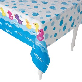 Fun Express Rubber Ducky Printed Tablecloth - Birthday Party Supplies