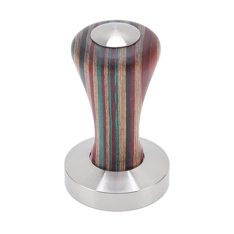 Colorful Wood Coffee Flat Tamper Stainless Steel Base Powder Hammer